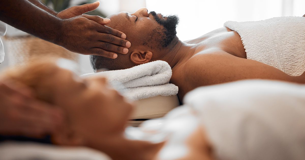 Man and woman getting a massage